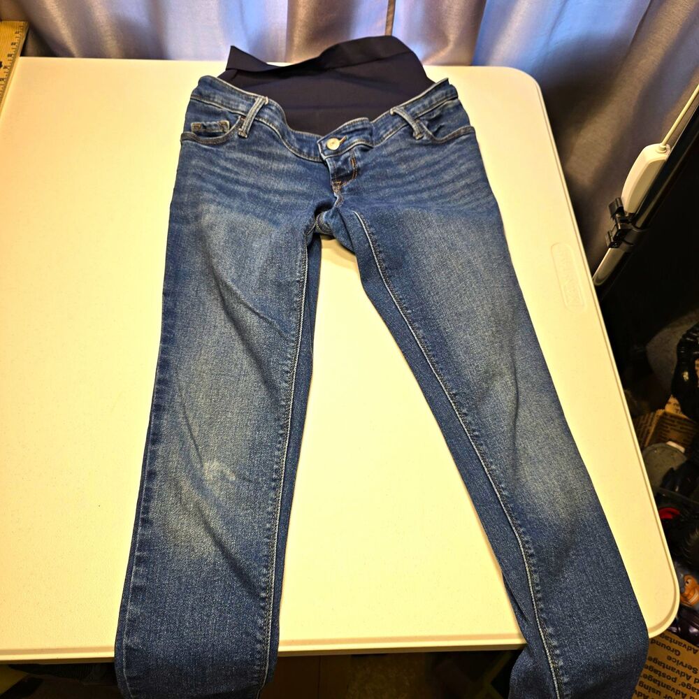 Old Navy Rockstar Maternity Skinny Jeans Blue Medium Wash High Rise Stretch